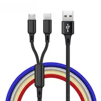 2 в 1 Micro USB кабели USB типа C кабель провод отдельный шнур линия для Android телефон Samsung синий