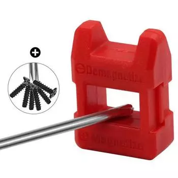 2 в 1 Мини-отвертка Магнитный инструмент Бита Быстрое размагничивание Намагничиватель Универсальный магнит Вспомогательный инструмент красный
