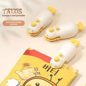 2 в 1 Мини-запайщик пакетов с резаком Перезаряжаемая машина для запечатывания закусок Портативный термозапайщик для пластиковых пакетов Компактный запайщик для хранения продуктов жёлтый