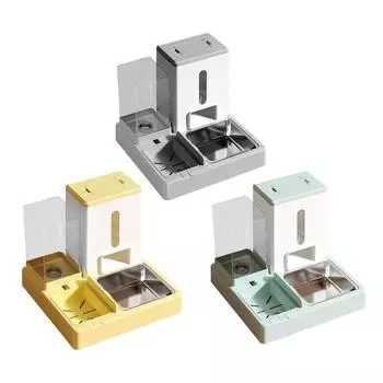 2 в 1 миска для кошек и поилка, съемная миска из нержавеющей стали, автоматическая поилка для кошек, для мелких животных и средних домашних собак серый