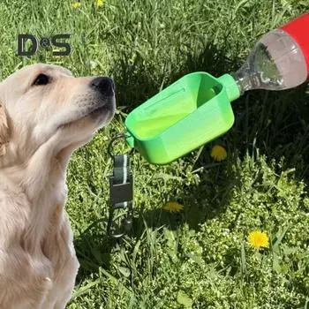 2-в-1 миска для питья домашних животных, бутылка для перекуса, удобная для путешествий, герметичная, напечатанная на 3D-принтере, кормушка для собак и кошек, универсальная насадка для бутылок с водой, товары для животных зелёный