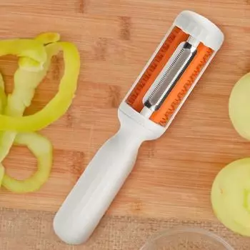 2-в-1 многофункциональная щетка для чистки овощей, вращающаяся овощечистка для фруктов со щеткой, кухонный инструмент из нержавеющей стали жёлтый