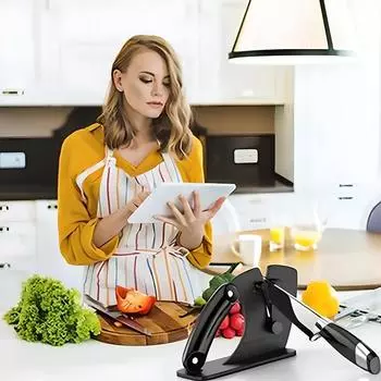 2-в-1 многофункциональная точилка для ножей ручная автоматическая регулируемая быстрая точилка кухонные гаджеты точильный камень для ножей N чёрный