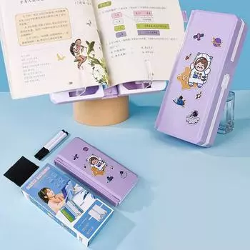 2 в 1 многофункциональный пенал пенал и складная полка для чтения регулируемый кронштейн для чтения для канцелярских принадлежностей для студентов purple