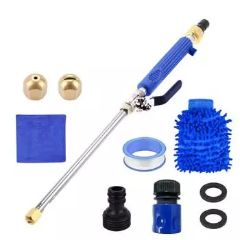 2-в-1 моющая насадка для мытья под высоким давлением, шланг, гидроструйная насадка с соединителем для шланга, 2 струйные насадки для чистки автомобиля, сада, патио 1pc синий