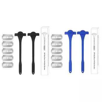 2 в 1 мужская бритва для спины с длинной ручкой, триммер для волос на спине, противоскользящая ручная бритва для влажного и сухого бритья, требуются собственные лезвия blade серебряный