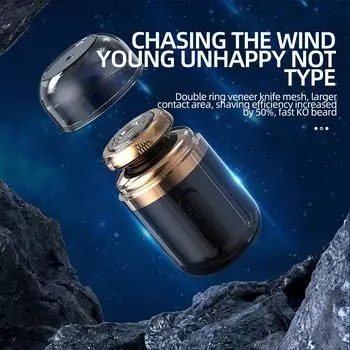 2 в 1 мужская мини-электрическая бритва USB-зарядная база долговечный моющийся портативный триммер для волос в носу бритва для лысины домашний подарок для путешествий чёрный