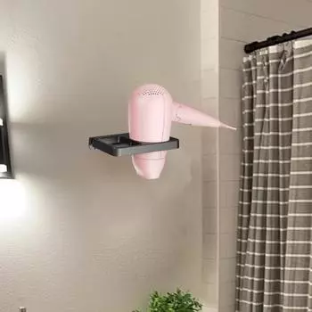 2 в 1 настенный держатель для фена, простая установка, высокая грузоподъемность, стойка для фена, принадлежности для ванной комнаты белый