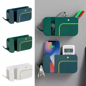 2 в 1 Настенный ящик для хранения с дистанционным управлением для мобильного телефона Многофункциональная стойка для хранения без ударов Настенные держатели для хранения мусора
