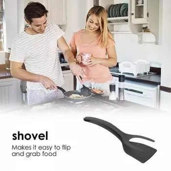 2 в 1 нейлоновая ручка, щипцы для яиц, щипцы для яиц, щипцы для стейка, зажим для блинов, жареные токарки, кухонные аксессуары чёрный
