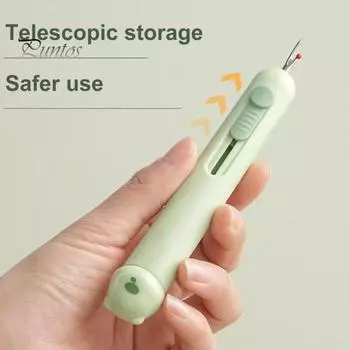 2-в-1 нитевдеватель, инструмент для удаления швов, эластичный инструмент для заправки нити, портативный инструмент для удаления швов для ручного шитья, вязания, рукоделия, стеганых изделий зелёный