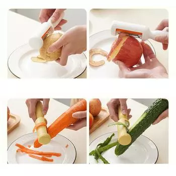 2 в 1 очиститель фруктов и овощечистка Удобный инструмент для чистки и снятия кожуры Практичные кухонные принадлежности белый