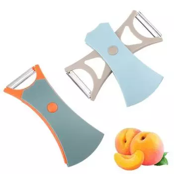 2 в 1 Овощечистка для фруктов и овощей Лезвие из нержавеющей стали Вращающаяся терка для хранения Эргономичная оранжевый/серый