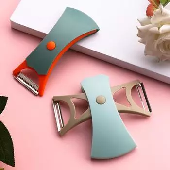 2 в 1 овощечистка и фруктово-овощная машина с вращающимся лезвием из нержавеющей стали, теркой с эргономичной ручкой, кухонным инструментом для очистки картофеля и моркови серый/оранжевый