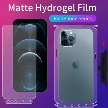 2 в 1 Передняя задняя окружность все полное покрытие матовый защитный экран мягкая пленка для iPhone 16 15 14 13 12 Mini 11 Pro XR X XS Max 8 7 6 6S Plus SE 2020 iPhone 13