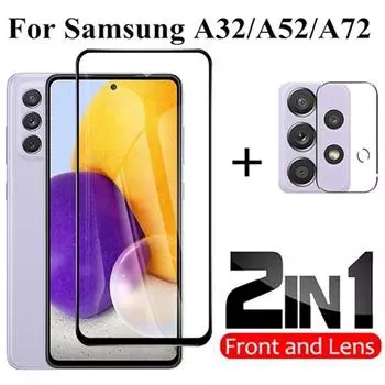 2 в 1 полное закаленное стекло для Samsyng Galaxy A32 A42 A52 A72 4G 5G Защитная пленка для экрана A 32 42 52 72 13 23 33 53 73 Защитная пленка для экрана