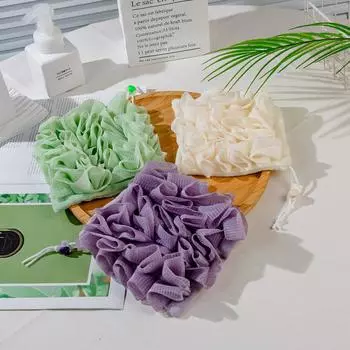 2-в-1 полотенце-шар для ванны, мочалка с завязкой на шнурке для мыла, мягкая отшелушивающая сетка для душа, уход за кожей, средство для купания