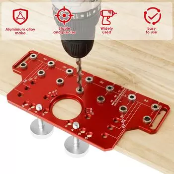 2-в-1 приспособление для фиксации полок и петель, приспособление для сверления отверстий в мебели из алюминиевого сплава, регулируемый шаблон для сверления отверстий в шкафу