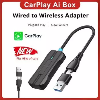 2 в 1 проводной и беспроводной Carplay Auto Mini Box Dongle беспроводной автомобильный адаптер USB Type C Plug & Play плеер Автомобильный OEM Проводной Carplay