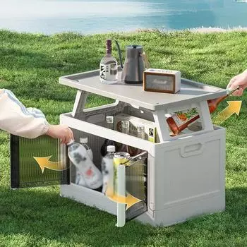 2-в-1 ящик для хранения вещей для кемпинга, складной стол для пикника на открытом воздухе, большая вместимость, переносной стол для кемпинга, ящик для хранения принадлежностей для пикника в автомобиле зелёный