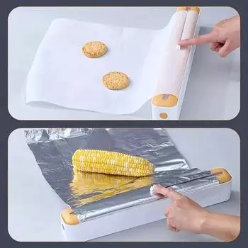2 в 1 резак для пластиковой пленки, диспенсер для пищевой пленки, оловянная бумага, алюминиевая фольга, пергаментная бумага, коробка для резки, кухонный инструмент