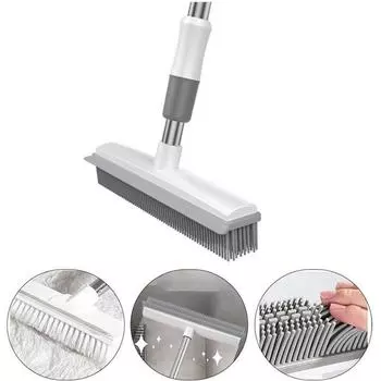 2 в 1 резиновая щетка для метлы для удаления шерсти домашних животных щетина для чистки ковров метла для подметания 30*122cm