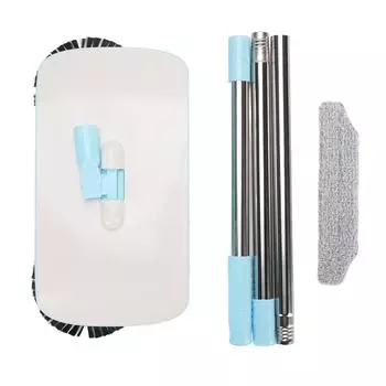 2 в 1 ручная щетка для пола из нержавеющей стали с вращением на 180 градусов для мытья твердых полов синий