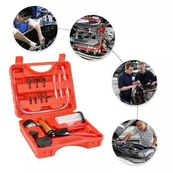 2 в 1 ручной вакуумный насос для слива тормозной жидкости, комплект для тестирования вакуумного пистолета, портативный алюминиевый вакуумный манометр красный