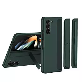 2 в 1 съемный чехол-держатель с отделением для ручек для Samsung Galaxy Z Fold 5 4 3, приятный для кожи, матовый противоударный жесткий чехол для Fold5 For Galaxy Z Fold 3 чёрный