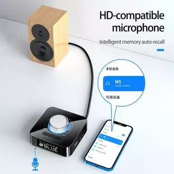 2 в 1 с поддержкой интерфейса Quick Tf, светодиодный дисплей, Aux, Bluetooth-совместимый конвертер, сопряжение с Bluetooth-совместимым 5 чёрный