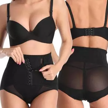 2 в 1 с высокой талией, утягивающее нижнее белье, бесшовное утягивающее белье, корректирующее живот, послеродовые трусы для похудения M бежевый