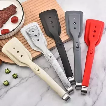2-в-1 силиконовая лопатка для жарки, термостойкий и антипригарный зажим для стейков, многофункциональный кухонный инструмент, щипцы для хлеба