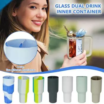 2-в-1 силиконовый разделитель для напитков, совместимый с 40 унциями, аксессуар, многоразовый вкладыш для холодных напитков: кофе, сока, коктейлей, виски One Size синий