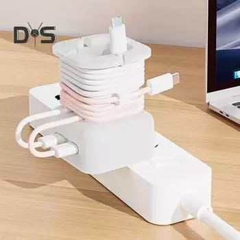 2-в-1 силиконовый защитный чехол для зарядного устройства с защитой от поломки шнура, органайзер для хранения кабеля, портативное устройство для сматывания кабеля передачи данных, силиконовый защитный чехол для 35 Вт чёрный