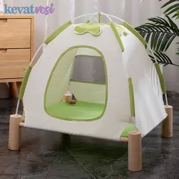 2 в 1 складная кошачья кровать удобные кошачьи палатки дышащая палатка для кошек щенков походная кровать для кошек домик для собак товары для животных зелёный