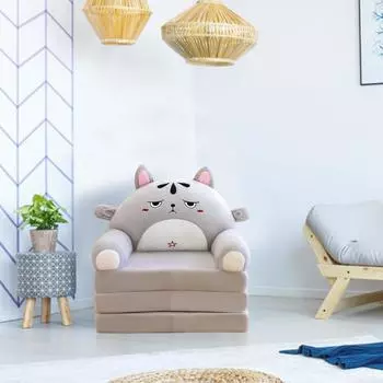 2-в-1 складная плюшевая диванная подушка с подлокотником, милый мультяшный ленивый откидной дизайн, без внутреннего полипропиленового хлопка One Size