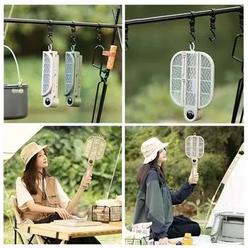 2-в-1 Складные электрические отпугиватели комаров Перезаряжаемые мухобойки для кемпинга на открытом воздухе