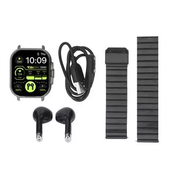 2 в 1 Смарт-часы с наушниками 2,01-дюймовый HD сенсорный экран Bluetooth вызов фитнес-трекер спорт