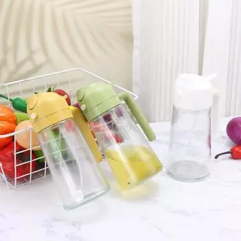 2 в 1 Стеклянная бутылка-распылитель для масла для приготовления пищи, бутылка для хранения оливкового масла с защитой от протечек для барбекю, фритюрницы, салата, стейка, кухонных принадлежностей чёрный