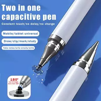 2 в 1 стилус для мобильного телефона, планшета, емкостный сенсорный карандаш для Iphone, Samsung, универсальный Android-телефон, карандаш для рисования экрана чёрный