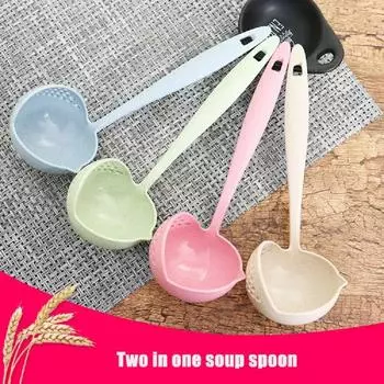 2 в 1 суповая ложка с длинной ручкой креативная ложка ситечко ложка кухонные принадлежности кухонные принадлежности зелёный