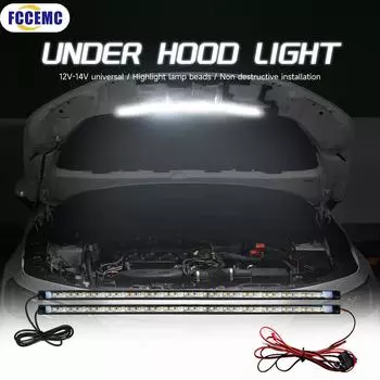 2 в 1 светодиодный подкапотный светильник для осмотра автомобиля, водонепроницаемые белые светодиодные полосы, подсветка капота автомобиля, подходит для любого транспортного средства 12 В