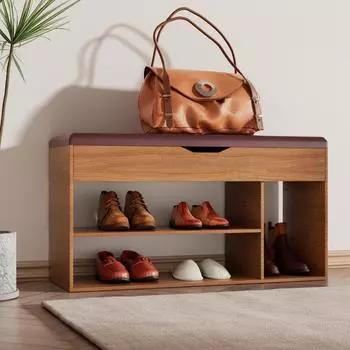 2 в 1 Табурет для обуви Прихожая У двери дома Табурет для входа Гардероб Диван Табурет Стена Длинная скамья Конец кровати Бытовая коричневый