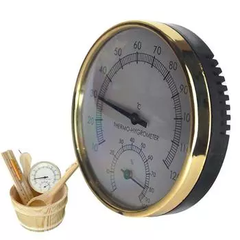 2 в 1 термометр для сауны, гигрометр, пирометр из алюминиевого сплава с большим циферблатом, измеритель температуры и влажности для дома, бани, сауны