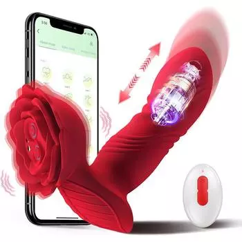 2 в 1 толкающий массажер простаты, игрушка-роза, вибратор, секс-игрушки, пульт дистанционного управления, стимулятор анальной пробки, взрослая игрушка для женщины