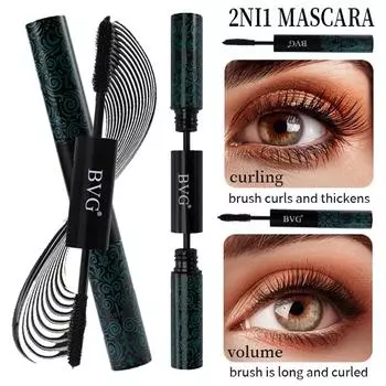 2 в 1 тушь для ресниц из шелкового волокна, черная удлиняющая ресница, утолщенная кисть для завивки, долговечная водонепроницаемая косметика для ресниц 6g*2