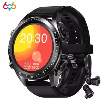 2 в 1 TWS Bluetooth наушники умные часы беспроводные наушники Hifi музыка гарнитура наушники 1,28 дюйма пульсометр спортивные умные часы