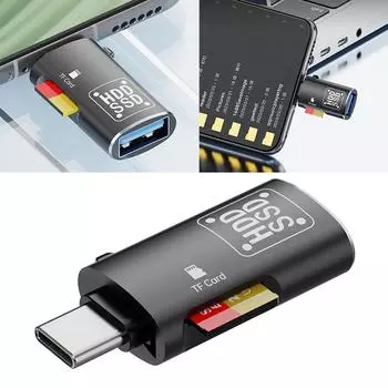 2 в 1 Type-C на USB 3.0 TF кард-ридер 5 Гбит/с OTG USB C TF Micro-SD кард-ридер мобильный телефон кард-ридер ПК ноутбук аксессуары чёрный