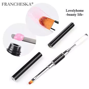 2 в 1 УФ-кисть для геля для ногтей Двусторонняя форма среза Полигелевая кисть Инструмент для наращивания и наращивания акриловых УФ-типсов для ногтей 1 шт.