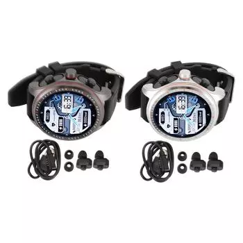 2 в 1 умные часы с наушниками 1,53-дюймовый HD-экран фитнес-трекер музыкальный плеер BT Call умные часы Black